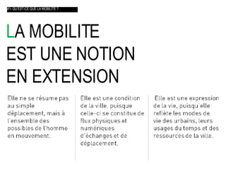 L A MOBILITE  EST UNE NOTION  EN EXTENSION   #1- QU’EST-CE QUE LA MOBILITE ? 