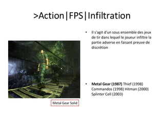 &gt;Action|TPS<br />Les “Third Person Shooter” présentent un environnement 3D dans lequel le joueur est représenté en troi...