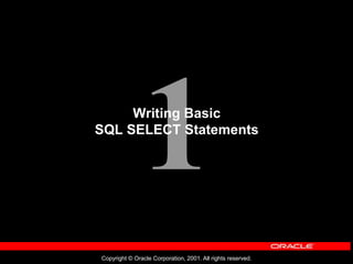 Copyright © Oracle Corporation, 2001. All rights reserved.
Writing Basic
SQL SELECT Statements
 