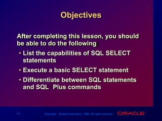 Les01 Writing Basic Sql Statements | PPTX