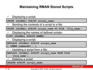 Sample Rman Scripts Les 03 catalog | PPT