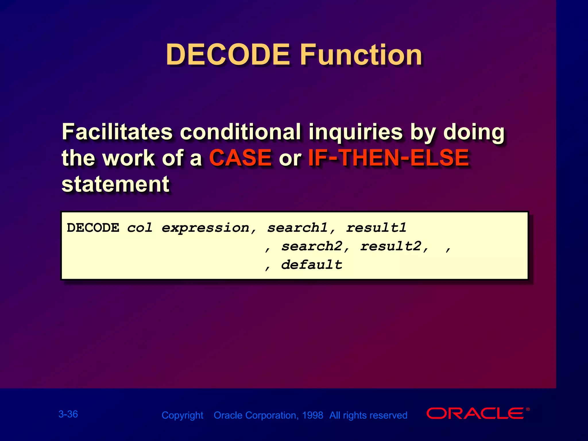 RR Date FormatCurrent Year1995199520012001Specified Date27-OCT-9527-OCT-1727-OCT-1727-OCT-95RR Format1995201720171995YY Format1995191720172095If the specified two-digit year is:0–4950–99If two digits of the current year are:The return date is in the century before the current oneThe return date is in the current century0–49The return date is in the century after the current oneThe return date is in the current century50–99