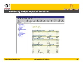 30training@Delveoracle.com http://www.DelveOracle.com
Previewing a Paper Report in a Browser
 