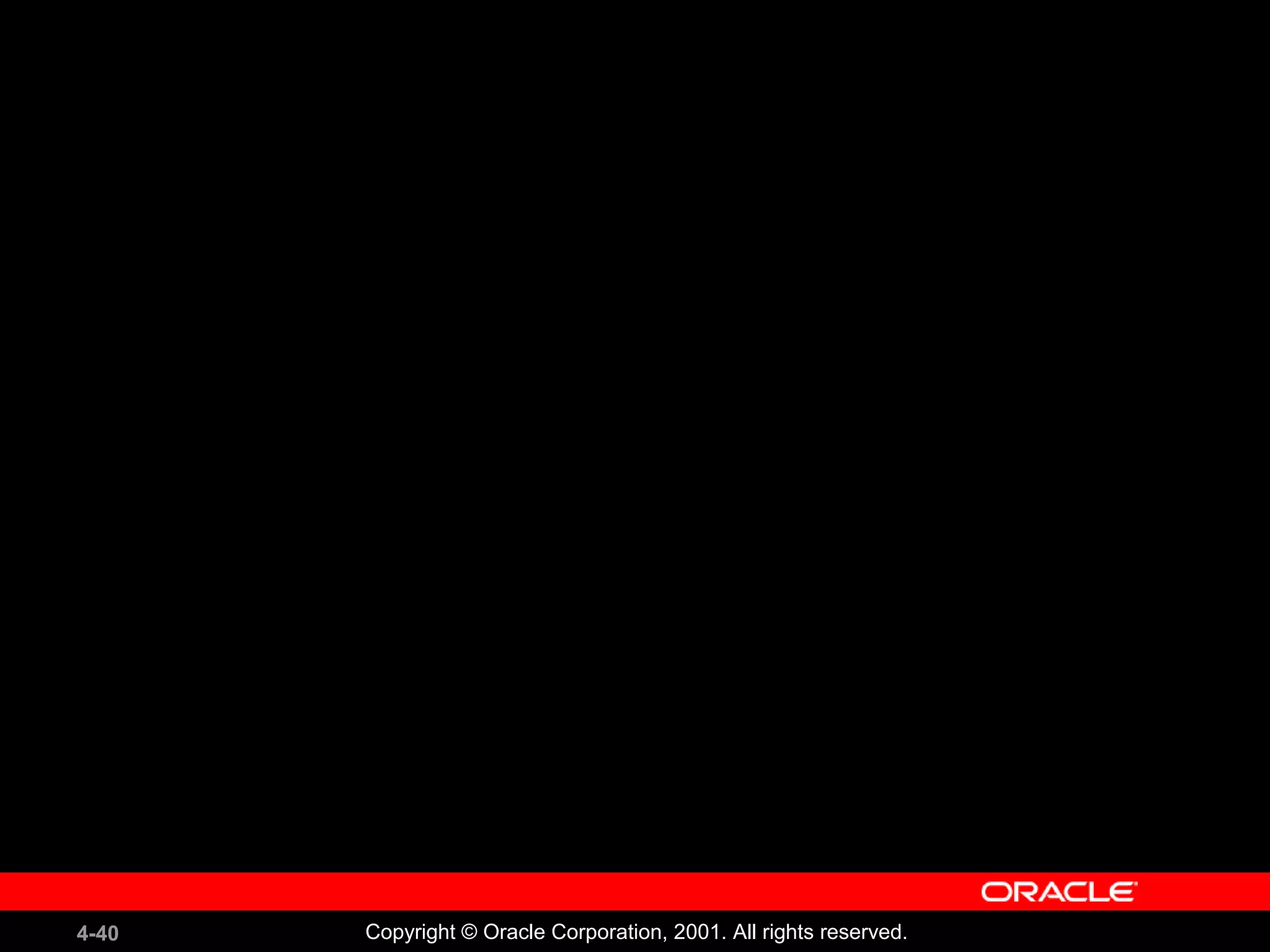 4-40 Copyright © Oracle Corporation, 2001. All rights reserved.
 