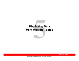 Copyright © 2004, Oracle. All rights reserved.
Displaying Data
from Multiple Tables
 