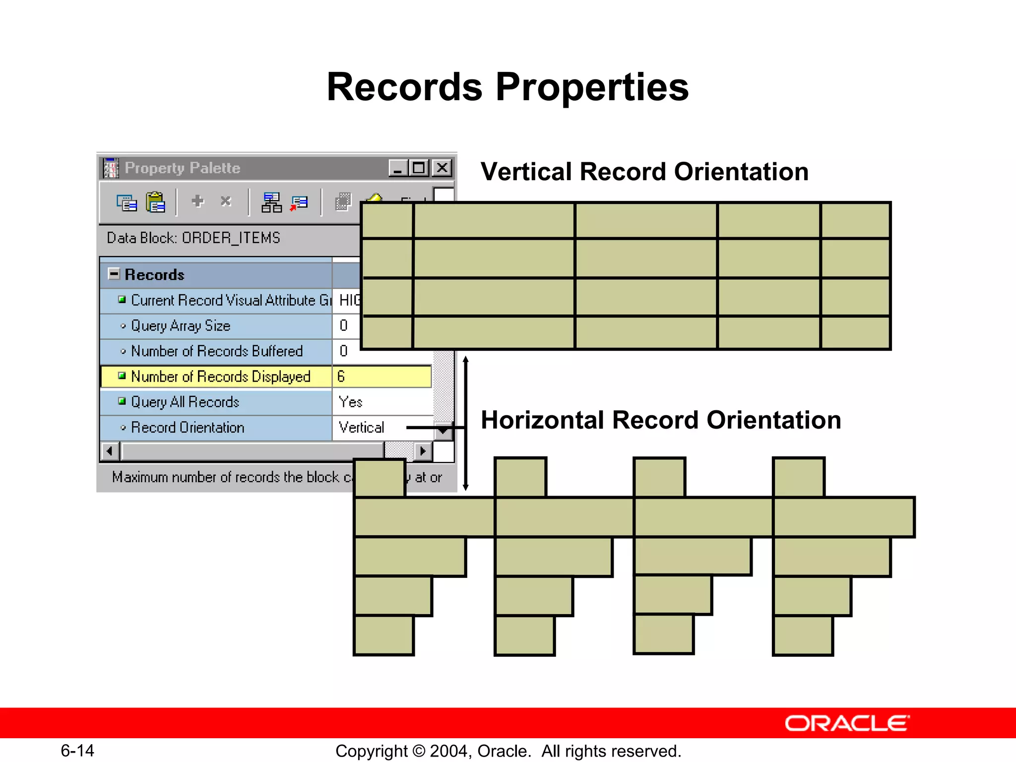 Records Properties Vertical Record Orientation Horizontal Record Orientation 