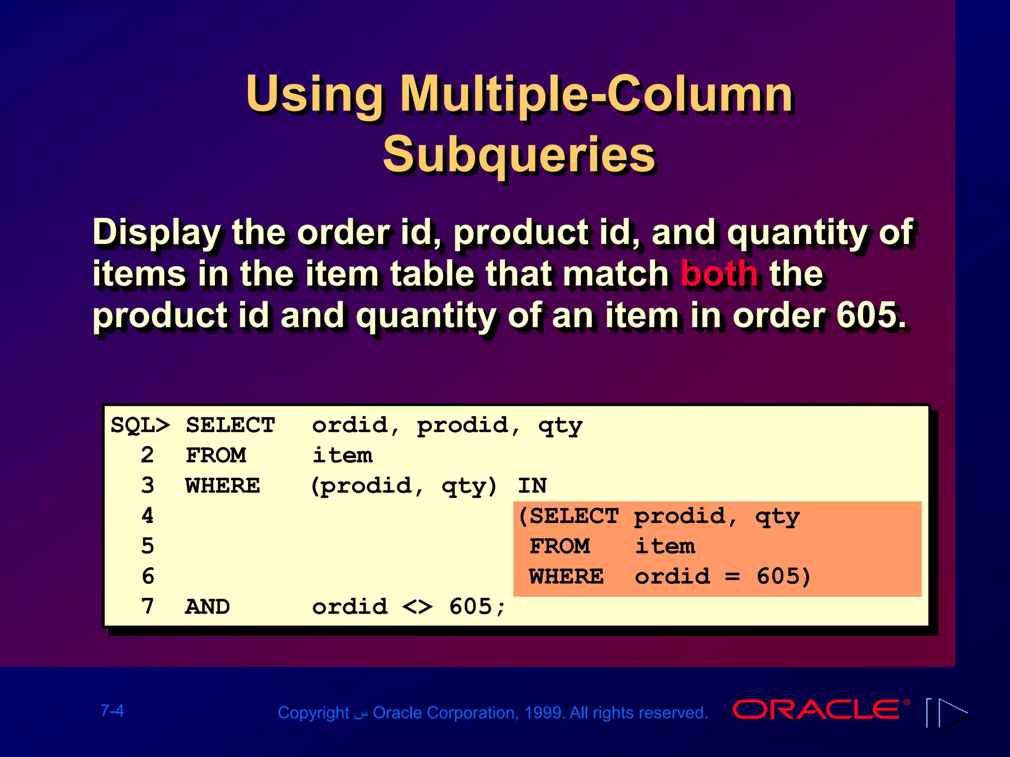 Les07[1]Multiple-Column Subqueries | PPT
