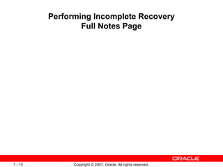 Performing Incomplete Recovery Full Notes Page 