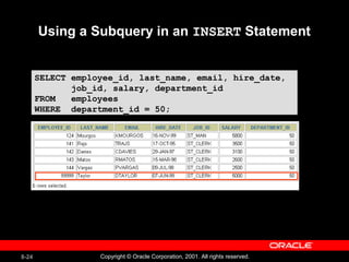 Manipulating Data Oracle Data base | PPT
