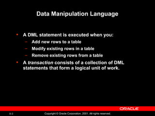 Manipulating Data Oracle Data base | PPT