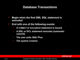 Controlling Transactions Oracle Sql Manipulating Data Oracle Data base | PPT
