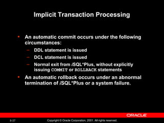 Manipulating Data Oracle Data base | PPT