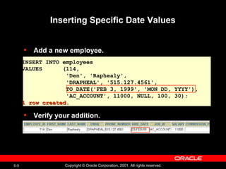 Manipulating Data Oracle Data base | PPT