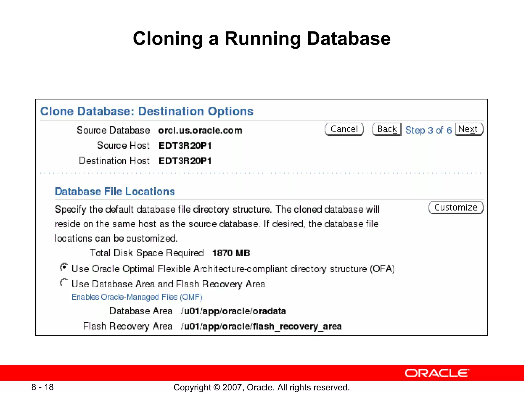 Cloning a Running Database 