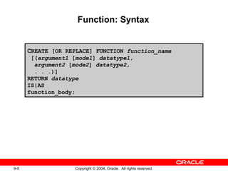 Syntax For Function Les09 | PPT