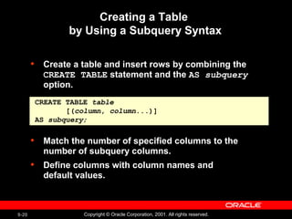 Creating and Managing Tables -Oracle Data base | PPT