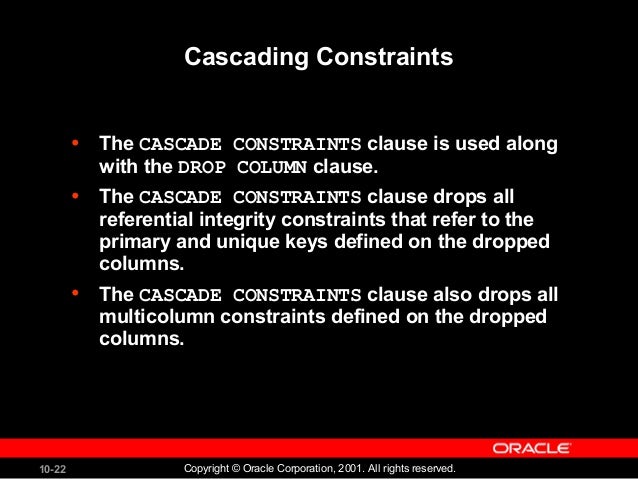 Including Constraints Oracle Data base