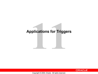 11
Copyright © 2004, Oracle. All rights reserved.
Applications for Triggers
 