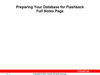 Preparing Your Database for Flashback Full Notes Page 