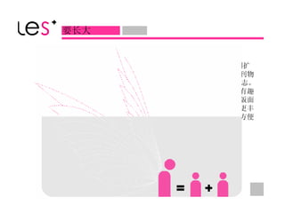 在未来一年，《 les+ 》计划扩大版面，将从单张双色折页刊物改为 16 开 40 页左右彩版杂志。内容将更为丰富，以真实、有趣、实用视角反映拉拉生活，版面设计也将更精彩注目。不仅更丰富反映拉拉的生活，也将更方便大家的阅读。 欢迎大家支持！  要长大 