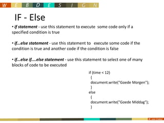 IF - Elseif statement- use this statement to execute  some code only if a specified condition is true 