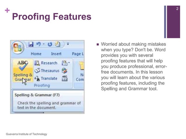 Les4 Proofing Features | PPTX | Desktop Publishing | Computer Software ...