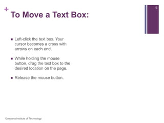 Les9 Working With Text Boxes | PPT