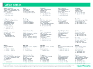 Please treat all transactions and clients' names as confidential
Beijing (Rep office)
Unit 2307&08, West Tower, Twin
Towers, B-12 Jianguomenwai Ave,
Chaoyang District
Beijing 100022
T. +86 10 8587 5886
F. +86 10 8587 5885
Berlin
Ebertstraße 15
10117 Berlin
T. +49 (0)30 88 56 36 0
F. +49 (0)30 88 56 36 100
Bratislava
Taylor Wessing e|n|w|c
advokáti s.r.o.
Panenská 6
SK-81103 Bratislava
T. + 421 (2) 5263 2804
F. + 421 (2) 5263 2677
Brno (Rep office)
Taylor Wessing e|n|w|c
v.o.s. – advokáti
Dominikánské námĕstí 4/5
CZ-602 00 Brno
T. + 420 543 420 401
F. + 420 543 420 402
Brussels
Trône House
4 Rue du Trône
1000 Brussels
T. +32 (0)2 289 6060
F. +32 (0)2 289 6070
Budapest
Bánki és Társai Ügyvédi Iroda
in cooperation with
Taylor Wessing e|n|w|c
Rechtsanwälte GmbH
Dorottya u. 1, III. em.
H-1051 Budapest
T. + 36 (1) 327 04 07
F. + 36 (1) 327 04 10
Cambridge
24 Hills Road
Cambridge, CB2 1JP
T. +44 (0)1223 446400
F. +44 (0)1223 446401
Dubai
26th Floor, Rolex Tower,
Sheikh Zayed Road,
P.O. Box 33675
Dubai, United Arab Emirates
T. +971 (0)4 309 1000
F. +971 (0)4 358 7732
Düsseldorf
Benrather Straße 15
40213 Düsseldorf
T. +49 (0)211 83 87 0
F. +49 (0)211 83 87 100
Frankfurt
Senckenberganlage 20-22
60325 Frankfurt a.M.
T. +49 (0)69 971 30 0
F. +49 (0)69 971 30 100
Hamburg
Hanseatic Trade Center
Am Sandtorkai 41
20457 Hamburg
T. +49 (0)4 0 36 80 30
F. +49 (0)4 0 36 80 3280
Jakarta (Assoc office)
HPRP
Wisma 46 Kota BNI, 41st floor
Jl. Jend Sudirman Kav 1
Jakarta 10220
T. +6221 5746545, 5701837
F. +6221 5746464, 5701835
Kiev
Taylor Wessing e|n|w|c
Law Firm TOV
Illinsky Business Center
vul. Illinska 8
Entrance 11, 6th floor
UA-04070 Kiev
T. +380 (44) 369 32 44
F. +380 (44) 369 32 46
Klagenfurt (Rep office)
Taylor Wessing e|n|w|c
Rechtsanwälte GmbH
Alter Platz 1
A-9020 Klagenfurt
Austria
T. +43 (0)463 51 52 27
London
5 New Street Square
London EC4A 3TW
T. +44 (0)20 7300 7000
F. +44 (0)20 7300 7100
Tech City
Shoreditch Business Centre
64 Great Eastern Street
London EC2A 3QR
T. +44 (0) 20 7300 7000
Munich
Isartorplatz 8, 80331
Munich
T. +49 (0)89 2 10 38 0
F. +49 (0)89 2 10 38 300
New York
41 Madison Avenue, 31st Floor
New York,
NY 10010 USA
T. +1 650 617 3336
Palo Alto
530 Lytton Avenue, 2nd Floor,
Palo Alto,
California, 94301
T. +1 650 617 3336
Paris
69 avenue Franklin D. Roosevelt
75008 Paris
T. +33 (0)1 72 74 03 33
F. +33 (0)1 72 74 03 34
Prague
Taylor Wessing e|n|w|c
v.o.s. – advokáti
U Prašné brány 1
CZ-110 00 Praha 1
T. +420 224 81 92 16
F. +420 224 81 92 17
Seoul (Assoc office)
DR & AJU International Law Group
7/11/12/13/15F, Donghoon Tower
317 Teheran-ro
Gangnam-gu
Seoul
T. + 02-563-2900
Shanghai (Rep office)
Unit 1509, United Plaza
No. 1468,
Nanjing West Road
Shanghai 200040
T. +86 21 6247 7247
F. +86 21 6247 6248
Singapore
RHTLaw Taylor Wessing
Six Battery Road
#09-01, #10-01
Singapore 049909
T. + 65 6381 6868
F. + 65 6381 6869
Vienna
Taylor Wessing e|n|w|c
Rechtsanwälte GmbH
Schwarzenbergplatz 7
A-1030 Vienna
T. + 43 (0)1 716 55
F. + 43 (0)1 716 55 99
Warsaw
Taylor Wessing e|n|w|c
Rechtsanwälte E. Stobiecka -
Kancelaria Prawna Sp. K.
ul. Mokotowska 1
PL-00640 Warszawa
T. +48 (22) 584 97 40
F. +48 (22) 584 97 50
© Taylor Wessing 2014
This publication is intended for general public guidance and to highlight issues. It is not intended to apply to specific circumstances or to constitute legal advice. Taylor Wessing’s international offices operate
as one firm but are established as distinct legal entities. For further information about our offices and the regulatory regimes that apply to them, please refer to www.taylorwessing.com/regulatory.html
Office details
 