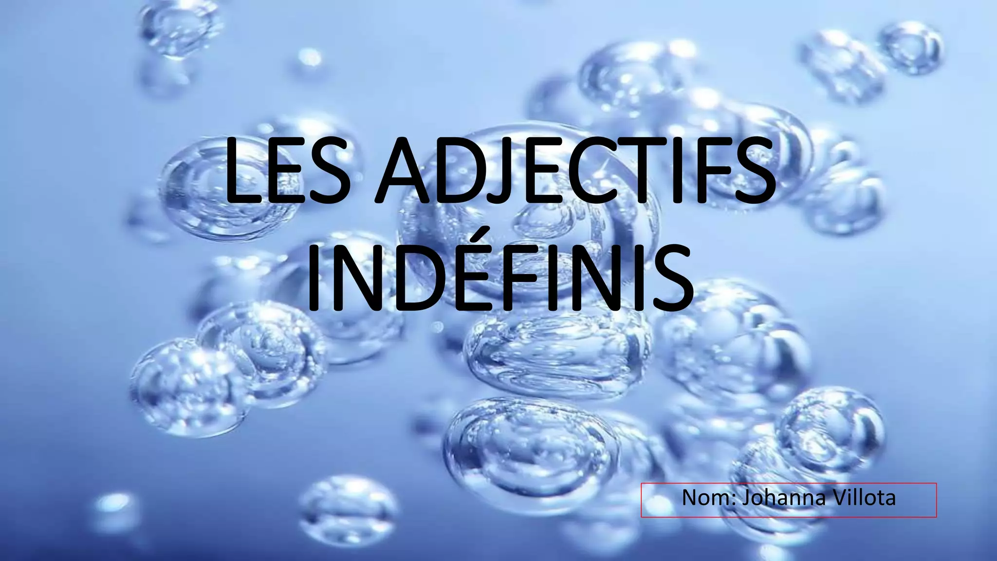 LES ADJECTIFS
INDÉFINIS
Nom: Johanna Villota