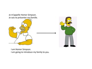 Je m’appelle Homer Simpson.Je vais te présenter ma famille.I am Homer Simpson.I amgoing to introducemyfamily to you.
