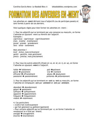 Les Adverbes En Ment