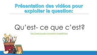 Qu’est- ce que c’est?
http://www.youtube.com/watch?v=2oqykNYcUcw
 