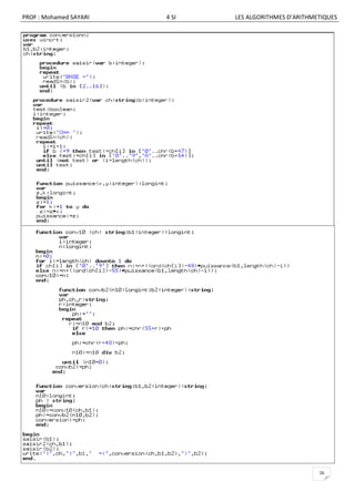 PROF : Mohamed SAYARI   4 SI   LES ALGORITHMES D’ARITHMETIQUES




                                                        16
 