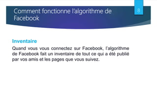 Algorithme Facebook Les algorithmes de facebook | PPTX
