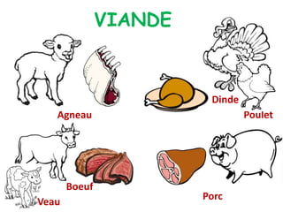 VIANDE
Agneau Poulet
Boeuf
Veau
Porc
Dinde