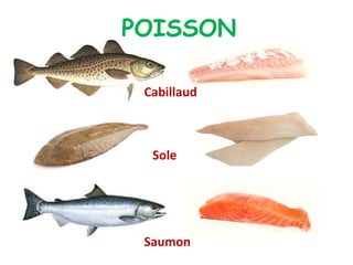 POISSON
Cabillaud
Sole
Saumon
 