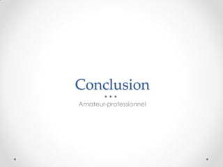 Conclusion
Amateur-professionnel
 