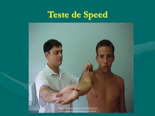 Teste de Speed
http://traumatologiaeortopedia.com &
www.ortopediabrasil.blogspot.com.br
 