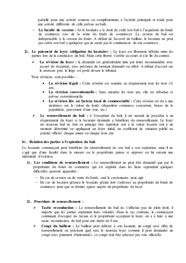 Cession droit au bail déspécialisation