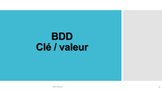 BDD
Clé / valeur
BDD NOSQL 32
 