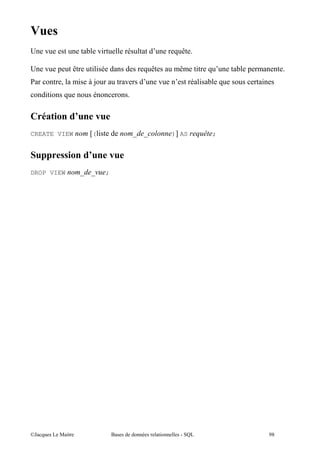 $
B    .                    ."                            >

B    .    ,     >     ""                     >         >     "           ,
          I     "    ?9            .             .               "           "
     ""

+                      #
CREATE VIEW          a( "              ' '           )b AS           ;


                               #
DROP VIEW           ' ' ;
                       (




@A        5 "                  $                 "                               &2
 