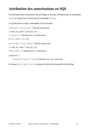5                                                                        -
B    ""          ,                    , "." ' ?                     ""        ,
GRANT     " ,        "       "   ,                   REVOKE

     : 4                 4                      ".        E

GRANT CALL PRIVILEGES  "                        D
ON      ' '                 ' '(
TO CPUBLIC                      '*         D
aWITH GRANT OPTIONb

REVOKE CALL PRIVILEGES  "                           D
ON      ' '                 ' '(
FROM PUBLIC                     '*

           EES
     CINSERT  DELETE  UPDATE a "                   ' '                 bD

           WITH GRANT OPTION                         "                        , "." '




@A        5 "            $              "        c       7"   " "                       ((/
 