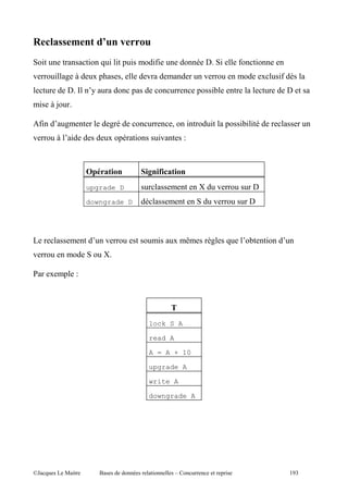 #
        "                 "           " " , "             "7"                          %           "       7       "
.               "   ' ?       4 ,!            I       .                                .                               4       "7
                    %         :                   ,                                ,       "                                        %
    "       ?9

    7"              '                     '                        I           "           "           ,   " ""
.               ?    "                4 ,         "           ".           E



                          /
                          upgrade D                                                U           .               %
                          downgrade D                                                          .               %



                                      .                       "    4       >               '                               "
.                                     U

            4       , E



                                                                   !
                                                      lock S A

                                                      read A

                                                      A = A + 10

                                                      upgrade A

                                                      write A

                                                      downgrade A




@A                  5 "           $                       "            c                           ,"                               (&
 