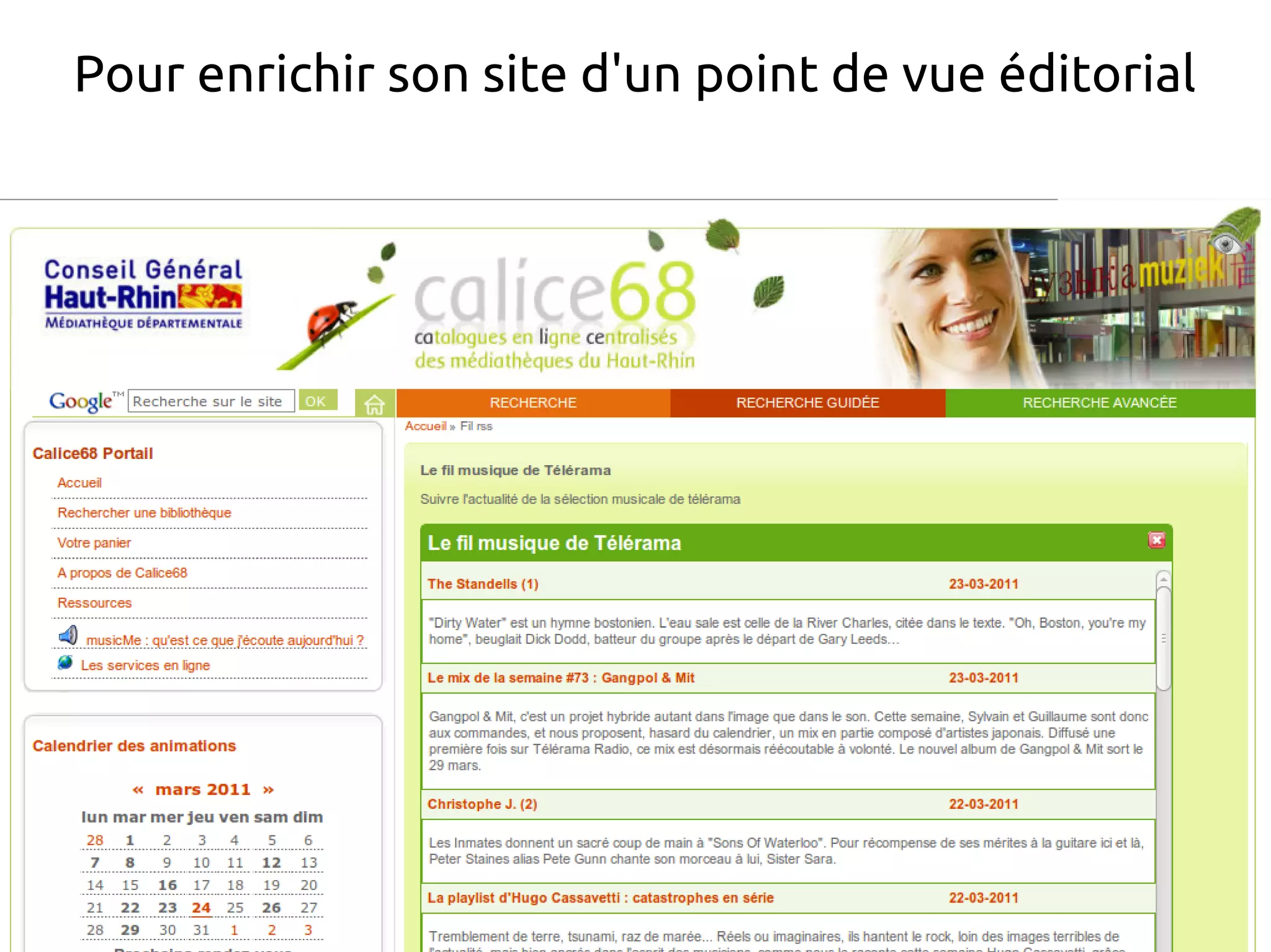 Pour enrichir son site d'un point de vue éditorial