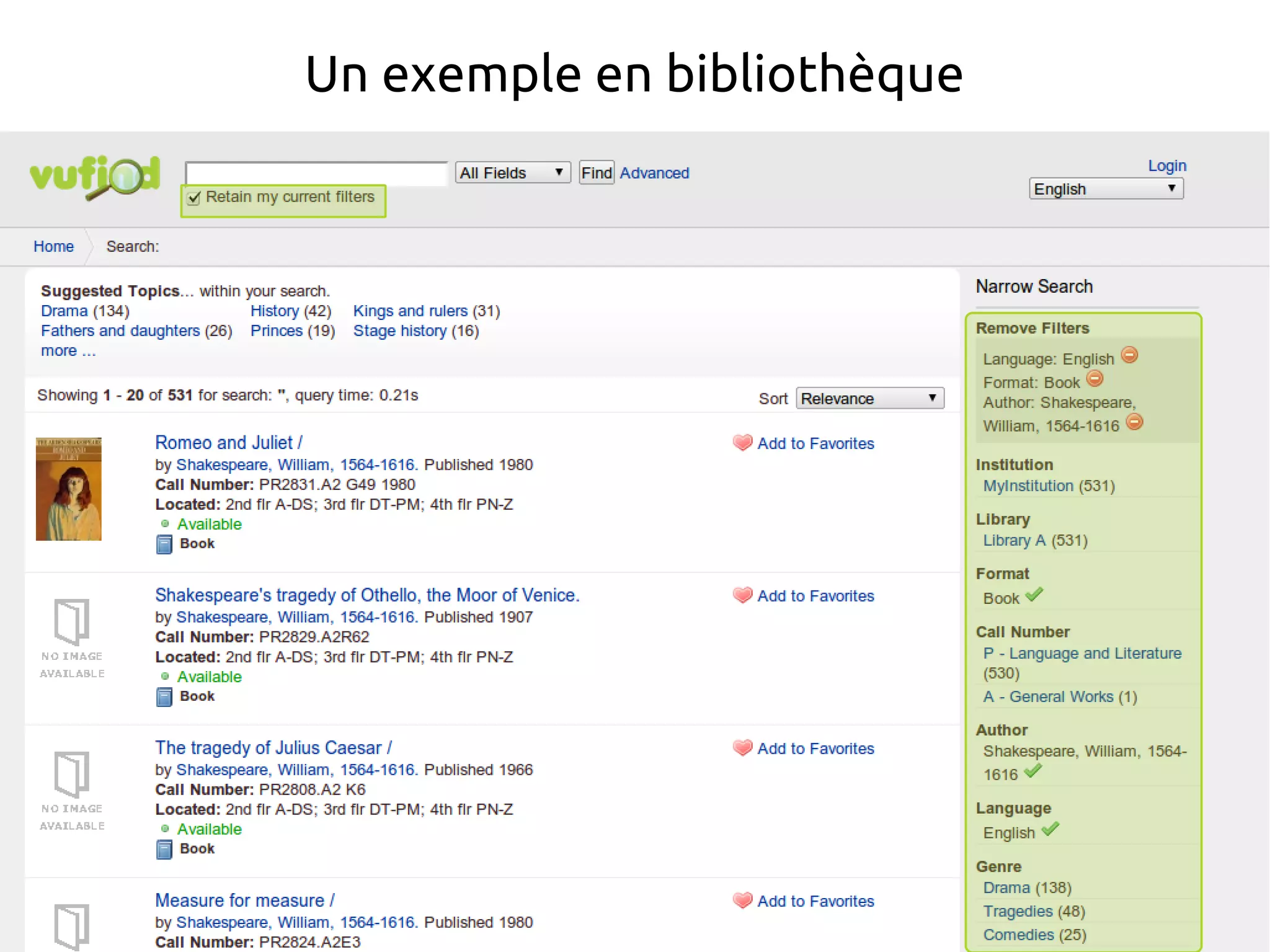 Un exemple en bibliothèque