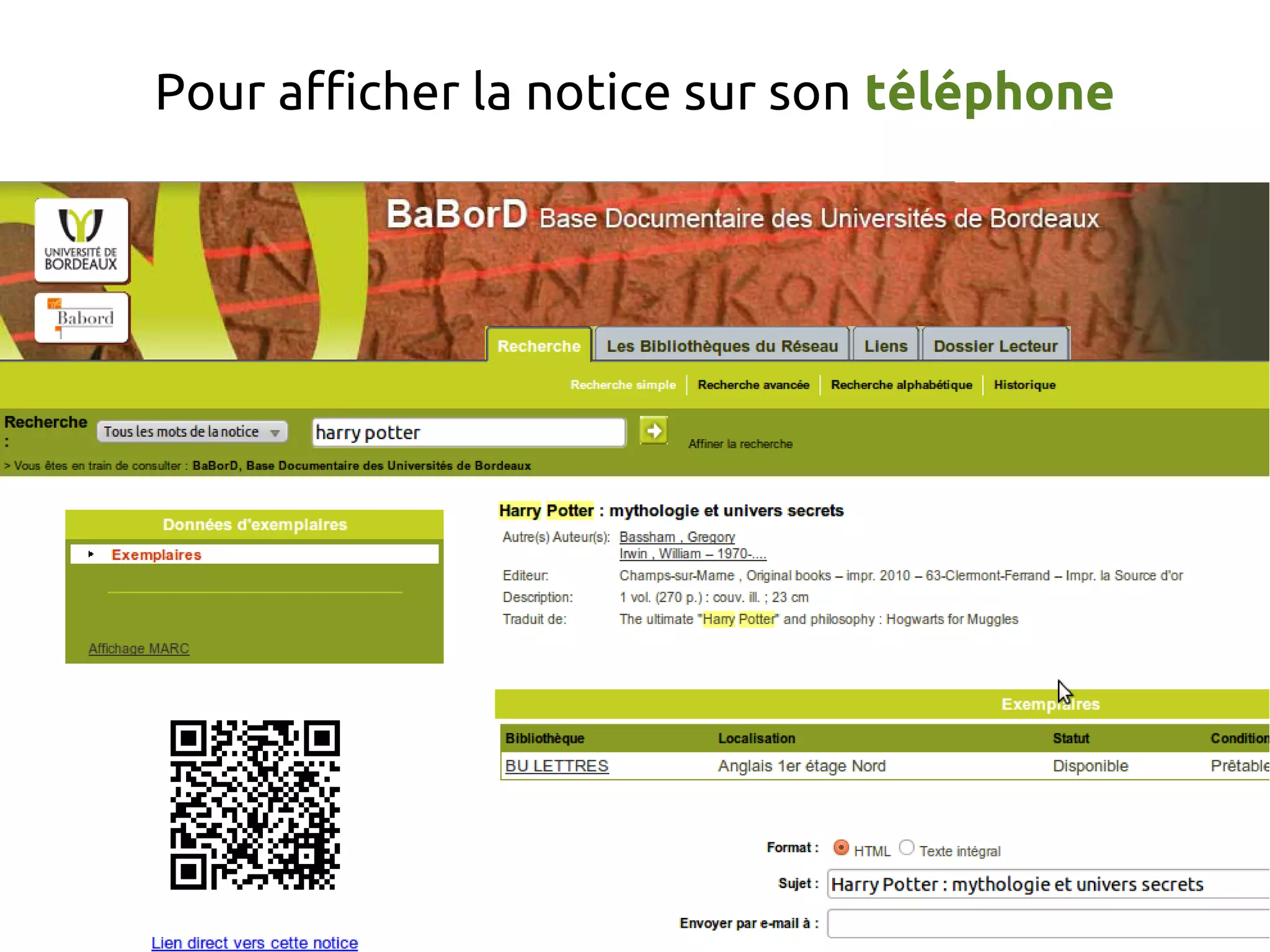 Pour afficher la notice sur son téléphone