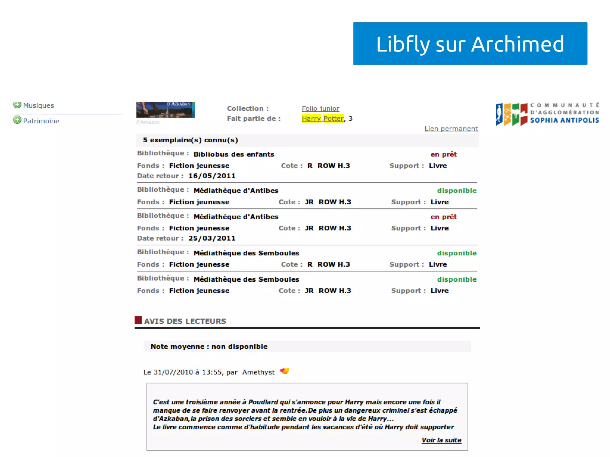 Libfly sur Archimed