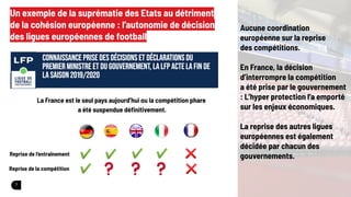 7
La France est le seul pays aujourd’hui ou la compétition phare
a été suspendue déﬁnitivement.
Un exemple de la suprémati...
