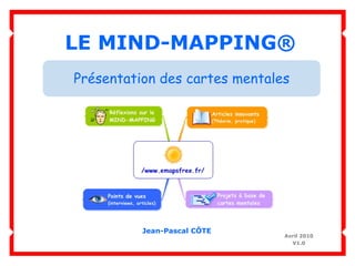 LE MIND-MAPPING®
Présentation des cartes mentales




          Jean-Pascal CÔTE
                               Avril 2010
                                 V1.0
 