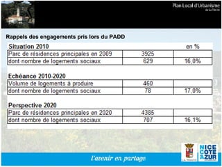 Rappels des engagements pris lors du PADD  
